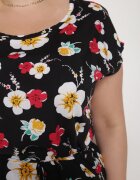 n.every day Rochie vâscoză Negru-Roșu cu flori cu curea din material în talie Risse