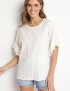 new collection Bluză Albă cu Viscoză Tip liliac cu Volane Davienna