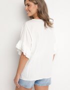 new collection Bluză Albă cu Viscoză Tip liliac cu Volane Davienna