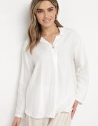 new collection Bluză Albă din Viscoză încheiată la decolteu cu nasturi cu guler Aserat