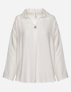 new collection Bluză Albă din Viscoză încheiată la decolteu cu nasturi cu guler Aserat