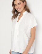 new collection Bluză Albă Tip liliac Oversize din viscoză cu decolteu în V Davilisa
