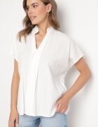new collection Bluză Albă Tip liliac Oversize din viscoză cu decolteu în V Davilisa