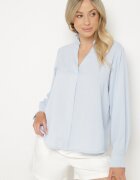 new collection Bluză Albastru deschis cu Decolteu în V și Guler ridicat cu Volane Davisora