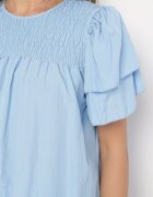 new collection Bluză Albastru deschis din Vâscoză croială Trapezoidală cu Volane și Inserție Elastică Dorlimi