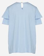 new collection Bluză Albastru deschis din Vâscoză croială Trapezoidală cu Volane și Inserție Elastică Dorlimi