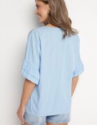 new collection Bluză Albastru deschis din Viscoză Tip Liliac cu Volane Davienna