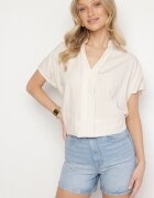 new collection Bluză Bej cu Mâneci Liliac Oversize din Viscoză cu Decolteu în V Davilisa