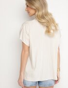 new collection Bluză Bej cu Mâneci Liliac Oversize din Viscoză cu Decolteu în V Davilisa