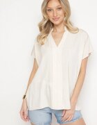 new collection Bluză Bej cu Mâneci Liliac Oversize din Viscoză cu Decolteu în V Davilisa