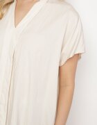 new collection Bluză Bej cu Mâneci Liliac Oversize din Viscoză cu Decolteu în V Davilisa