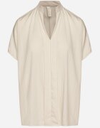 new collection Bluză Bej cu Mâneci Liliac Oversize din Viscoză cu Decolteu în V Davilisa