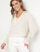 new collection Bluză Bej cu Viscoză în Stil Rustic cu Volane Finlimi
