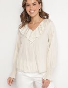 new collection Bluză Bej cu Viscoză în Stil Rustic cu Volane Finlimi