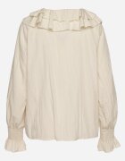 new collection Bluză Bej cu Viscoză în Stil Rustic cu Volane Finlimi