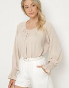 new collection Bluză Bej cu Volane Decorative Emitta