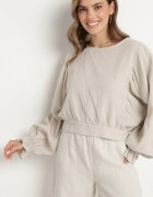 new collection Bluză Bej din bumbac cu croială tip liliac cu legătură Sepene