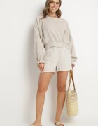 new collection Bluză Bej din bumbac cu croială tip liliac cu legătură Sepene