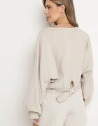new collection Bluză Bej din bumbac cu croială tip liliac cu legătură Sepene