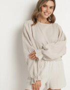 new collection Bluză Bej din bumbac cu croială tip liliac cu legătură Sepene