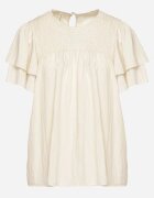new collection Bluză Bej din Viscoză cu Croială Trapezoidală cu Volane și Inserție Elastică Dorlimi