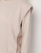 new collection Bluză Bej din Viscoză cu Linie de Umeri Evidențiată Alithra