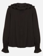 new collection Bluză Neagră cu Viscoză în Stil Rustic cu Volane Finlimi
