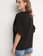 new collection Bluză Neagră din vâscoză Tip liliac cu volane Davienna
