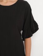 new collection Bluză Neagră din vâscoză Tip liliac cu volane Davienna
