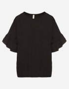 new collection Bluză Neagră din vâscoză Tip liliac cu volane Davienna