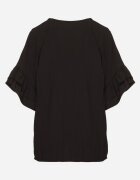 new collection Bluză Neagră din vâscoză Tip liliac cu volane Davienna