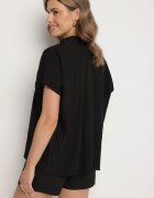 new collection Bluză Neagră oversize cu croială liliac din viscoză cu decolteu în V Davilisa