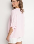 new collection Bluză Roz cu croi trapezoidal cu decolteu în V și cu mâneci rulate Aslimi