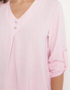 new collection Bluză Roz cu croi trapezoidal cu decolteu în V și cu mâneci rulate Aslimi