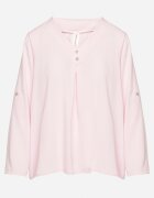 new collection Bluză Roz cu croi trapezoidal cu decolteu în V și cu mâneci rulate Aslimi