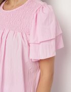 new collection Bluză roz cu Vâscoză cu croială trapezoidală cu Volănașe și Inserție Elastică Dorlimi