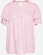 new collection Bluză roz cu Vâscoză cu croială trapezoidală cu Volănașe și Inserție Elastică Dorlimi