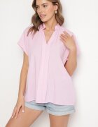 new collection Bluză roz tip liliac Oversize din Viscoză cu Decolteu în V Davilisa