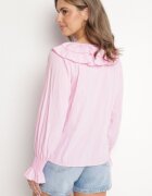 new collection Bluză Roză din Viscoză în Stil Rustic cu Volane Finlimi