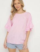 new collection Bluză rozalie cu viscoză tip liliac cu volane Davienna