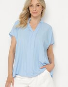 new collection Bluză Supradimensionată Tip Liliac cu Decolteu în V din Vâscoză Albastru Deschis Davilisa