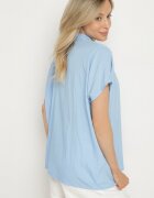 new collection Bluză Supradimensionată Tip Liliac cu Decolteu în V din Vâscoză Albastru Deschis Davilisa