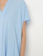 new collection Bluză Supradimensionată Tip Liliac cu Decolteu în V din Vâscoză Albastru Deschis Davilisa