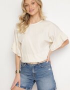 new collection Bluzka Bej din Vâscoză tip Liliac cu Volane Davienna