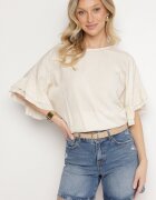 new collection Bluzka Bej din Vâscoză tip Liliac cu Volane Davienna
