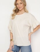 new collection Bluzka Bej din Vâscoză tip Liliac cu Volane Davienna