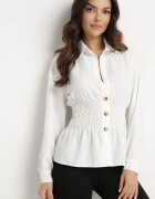 new collection Cămașă albă cu Talie Elastică și Guler Clasic Asnida
