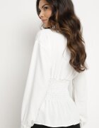 new collection Cămașă albă cu Talie Elastică și Guler Clasic Asnida