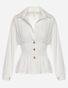 new collection Cămașă albă cu Talie Elastică și Guler Clasic Asnida