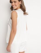 new collection Cămașă Albă Fără Mâneci din Vâscoză cu Decolteu în V și Volan Arlimi